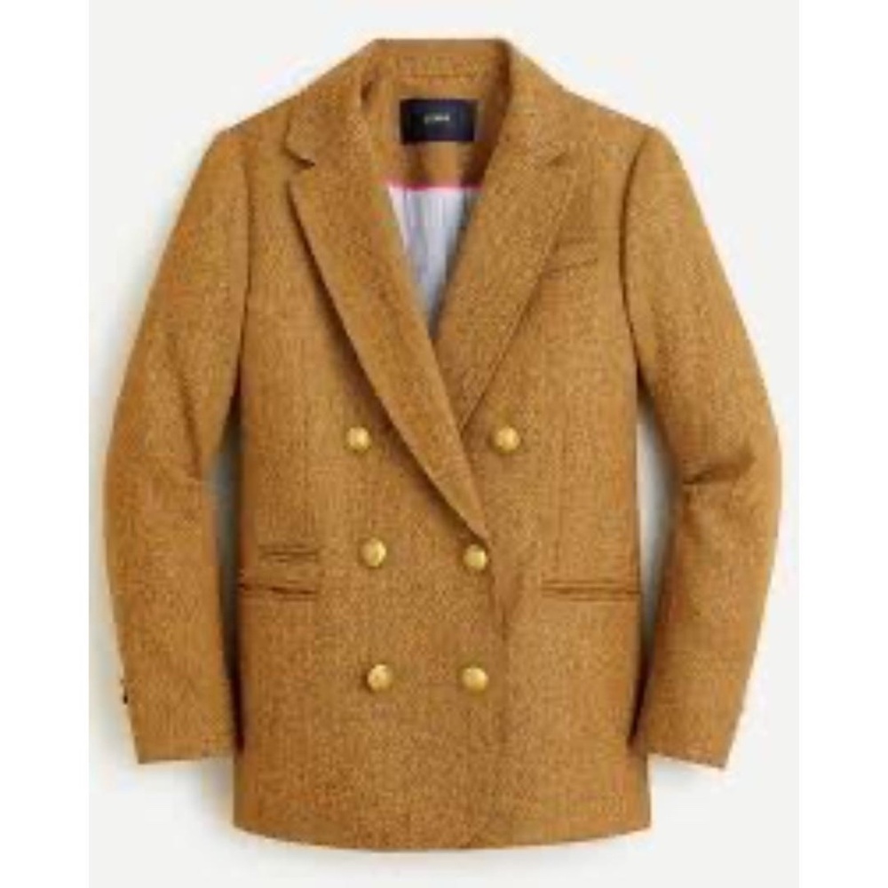J. Crew Double-Breasted Blazer in Gold Herringbone English Wool - Picture 11 of 13